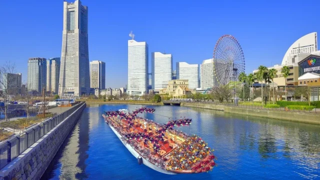 「花の港」特別企画 船とロープウェイを彩る花のインスタレーション ~開催500日前に合わせてのイベントを開催~