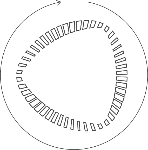 屋根の形をなぞった帯のかたちの図