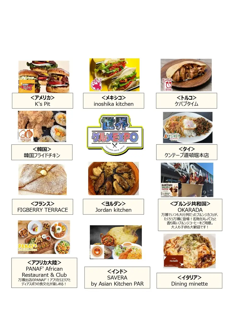 世界グルメEXPO 出店一覧