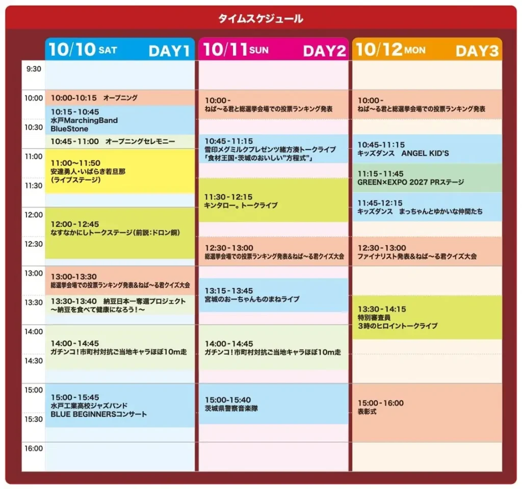 シン・いばらきメシ総選挙2026のステージタイムスケジュール