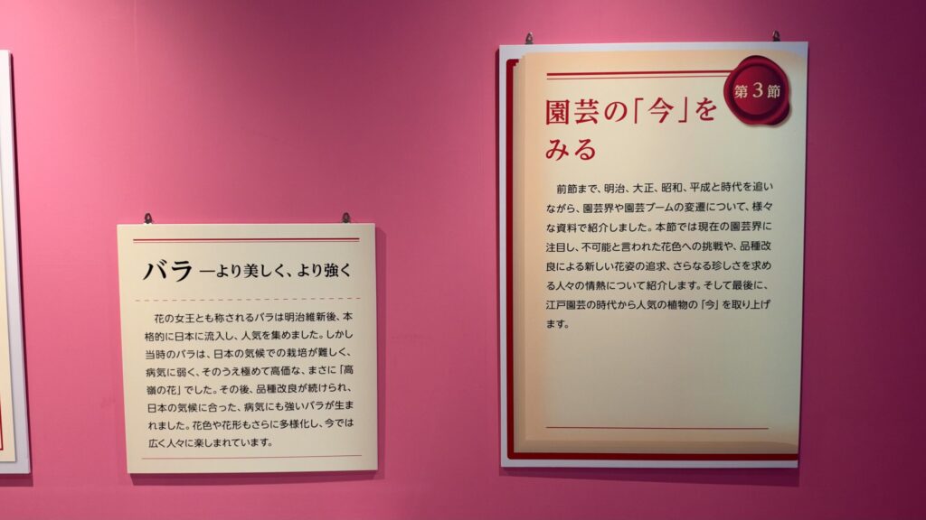 第3節「園芸の『今』をみる」のパネル