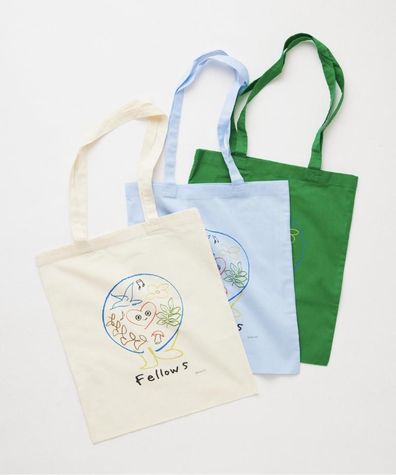 トゥンクトゥンク*RELUME TOTE BAG。生成り・水色・グリーンのトートバッグ